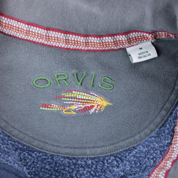 Orvis Quarter Zip Pullover Mens M Blue Cotton Casual - Picture 3 of 6